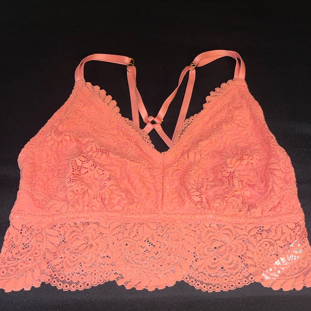 Aerie Peach Lace Bralette Size XL